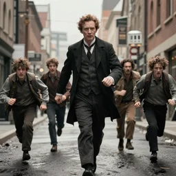 group of persons running scared through the streets by Howard Phillips Lovecraft, villain is crypto
