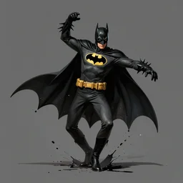 a splatter painting of prince as batman dancing, in the style of irena chrul, dark color scheme, artstation