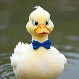 angry duck wearing a bowtie