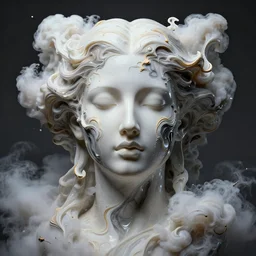 epic beautiful intricate and detailed concept art. abstract female face vivid liquid fluid god. sculpture. noveau clouds