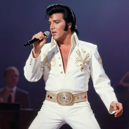 elvis presley performing on stage, painting by raphael lacoste