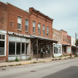 a professional photograph of an abandoned midwestern main street