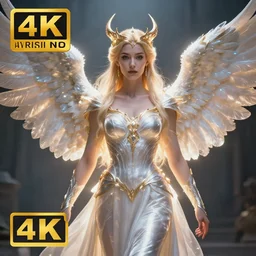 photo of a winged valkyrie queen with light powers, highly detailed, 4 k, hdr, smooth, sharp focus, high resolution, award - winning photo