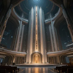 sci fi space station mega church, hyper realism, cinematic, dramatic ambient lighting, epic composition, high detail, octane render, unreal engine, 8 k, smooth gradients, professional photo, photorealistic, digital art, deviantart artstation, ray tracing, intricate complexity, extremely detailed,