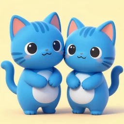 cute video game concept art of a pair of blue cats, highly detailed digital art