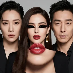 portrait, centered detailed portrait of a beautiful classy woman by Alina Ivanchenko,Alessio Albi and Shin JeongHo, shot on 70mm, unreal engine, cross-eyed, glossy big thick lips