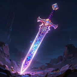 sword made of antimatter, science fiction, fantasy, glowing, vibrant, sharp colors, concept art