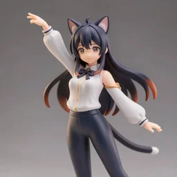still figurine of catgirl wearing an elegant blouse, personification, dynamic pose, detailed product photo, featured on amiami, 8 k, 8 5 mm, f. 1 4, beautiful composition,