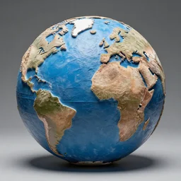 sculpture of the earth with big cracks and duct tape