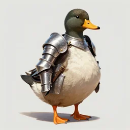 armored duck, duck wearing medieval plate armor, illustration, detailed, trending on artstation, fantasy art