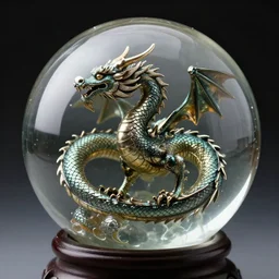 a dragon in a glass sphere, octane