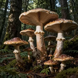 forest of fungi trees, Leonardo Da Vinci style
