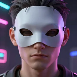 detailed guy with mask made in persona style highly detailed, fragile looking character, portrait face high quality, 8k, smooth, art, art, detailed face, sharp focus, beautiful scene, neon,