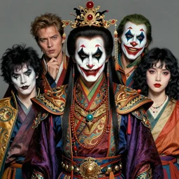 photorealistic portrait of mickey rourke wearing intricate shao khan costume, bizarre voodoo makeup, clown makeup, by amano, karol bak, greg rutkowski, and akira toriyama, tonalism, hyperrealistic, artgerm, concept art, masterpiece.