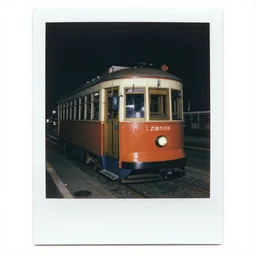 an old tram in space, Polaroid,