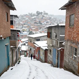 photograph of a snow day in a favela