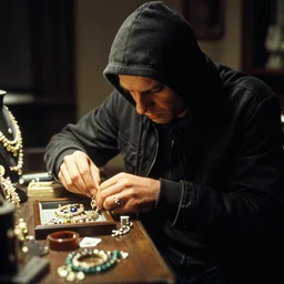 7 0 s movie still of a thief robbing a jewelry, cinestill 8 0 0 t 3 5 mm eastmancolor, heavy grain, high quality, high detail