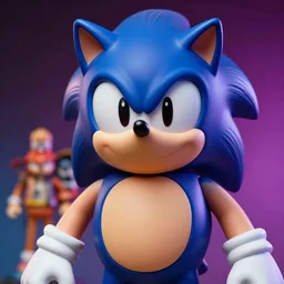 hyperrealistic rendering, fat smooth flesh monster sonic the hedgehog close up by donato giancola and greg rutkowski and wayne barlow and zdzisław beksinski, product photography, action figure, sofubi, studio lighting, colored gels, colored background