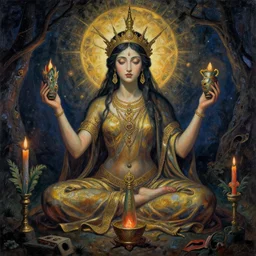 the sacred goddess, hermetic, occult, surreal, hidden knowledge by Paul Lehr, Karl Kopinski, Ayahuasca'