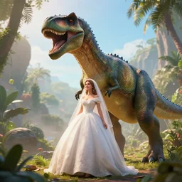 epic professional digital art of 👰‍♀️🦖,best on artstation, cgsociety, wlop, Behance, pixiv, astonishing, impressive, outstanding, epic, cinematic, stunning, gorgeous, much detail, much wow, masterpiece.