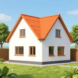ile de re house with a garden, two stores, white walls, orange roof