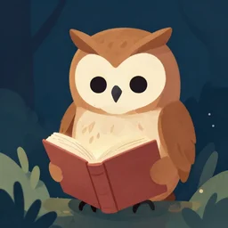 illustration of owl reading a book