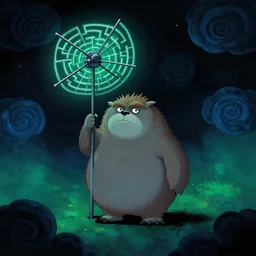 night chubby cartoon concept art, labyrinth tv antenna, from the lorax horton hears a who!, black blue green, spiral clouds