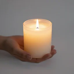 a hand candle, product photography, global illumination