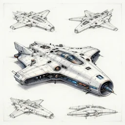 high tech sci fi spaceship concept art blueprint drawings
