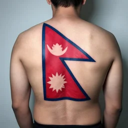 a man with the nepalese flag on his back, a tattoo by richard mortensen, reddit contest winner, tattoo
