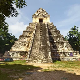 mayan city of tikal if it was a game like grand theft auto v first person view, with realistic visuals and award winning gameplay, graffiti