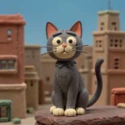 ulthar, the city of cats, 3 5 mm, cinematic still, claymation, in the style of steven spielberg