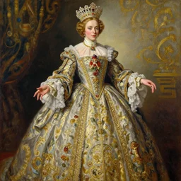 the royal queen elton john by greg hildebrant lisa frank fancy rococo baroque regal oil painting high quality award winning clothed in fancy garb