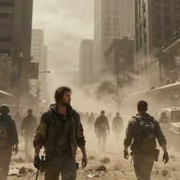 post apocalyptic dust storm in a crowded city, ultra high detail, smooth, jordan grimmer and noah bradley