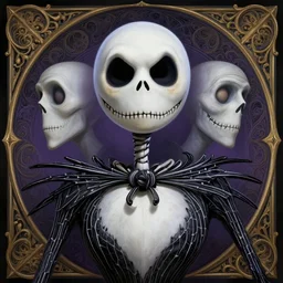 symmetry!! intense portrait of jack skellington, intricate, elegant, highly detailed, my rendition, digital painting, artstation, concept art, smooth, sharp focus, illustration, art by artgerm and greg rutkowski and alphonse mucha