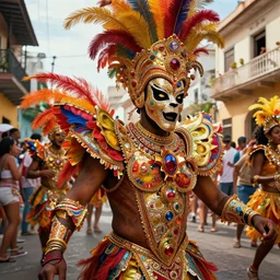 carnaval de barranquilla colombia, thorough details, intricate, artstation, atmosphere, highly detailed, craig mullins, james jean, digital painting, deviantart, cinematic lighting, 4 k