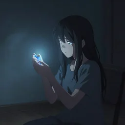 Young Himalayan woman concerned in an empty room using psychic powers to make a lighter float| night time scene, plain walls |somber white eyes, long messy hair | gentle lighting, futuristic, dim lighting, digital art by Makoto Shinkai ilya kuvshinov and Wojtek Fus, digital art, concept art,