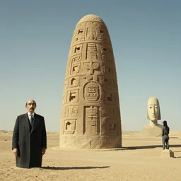 strange pagan giant monument in the middle of a desert by salvadore dali and rene magritte