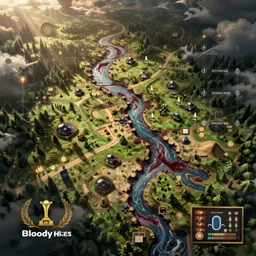 bloody river, detailed rpg battlemap