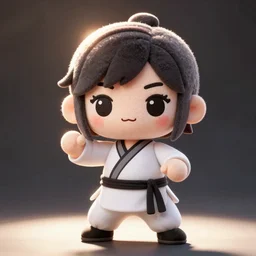 cute fumo plush of a martial arts instructor, anime girl