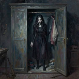 there's a nightmare in my closet, insanely detailed, sci - fi, fantasy, surrealistic oil painting