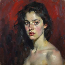 spontaneous unfinished romantic portrait under painting, beautiful juicy brush strokes, by richard schmid and sargent, dark, black and red, trending on cgsociety, expressionism