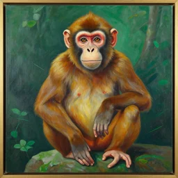 a painting by jean - pierre arboleda of a monkey.