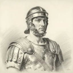 portrait of roman legionary, tom finland, bouguereau, pencil drawing