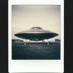 polaroid photograph of ufo taken, hanebau, 1 9 5 0 s, black and white, blurry