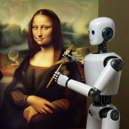 robot stealing leonardo davincis paintbrush