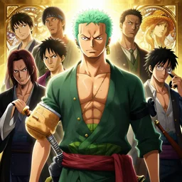 highly detailed vfx portrait of roronoa zoro, stephen bliss, greg rutkowski, loish, rhads, beeple, makoto shinkai, tom bagshaw, alphonse mucha, global illumination, sharp focus, art by artgerm and greg rutkowski, stanley kubrick, best of behance, cinematic lighting, backlit, midday, harsh overhead sunlight,