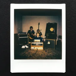 polaroid photo of a harsh noise setup in the 1 9 7 0 s, hd