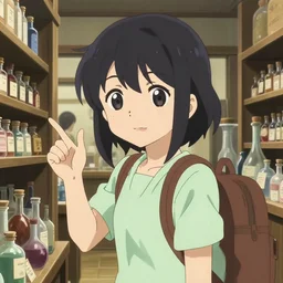 anime visual, portrait of a young female traveler in a alchemist's potion shop interior shopping, cute face by ilya kuvshinov, yoshinari yoh, makoto shinkai, katsura masakazu, dynamic perspective pose, detailed facial features, kyoani, rounded eyes, crisp and sharp, cel shaded anime poster