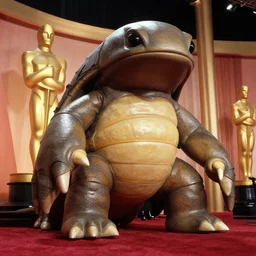 giant very realistic tardigrade at the oscars ceremony, stock photo, kodachrome, very low angle